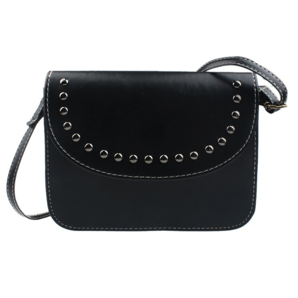 NEW Studded Black Messenger Bag - Picture 4 of 6